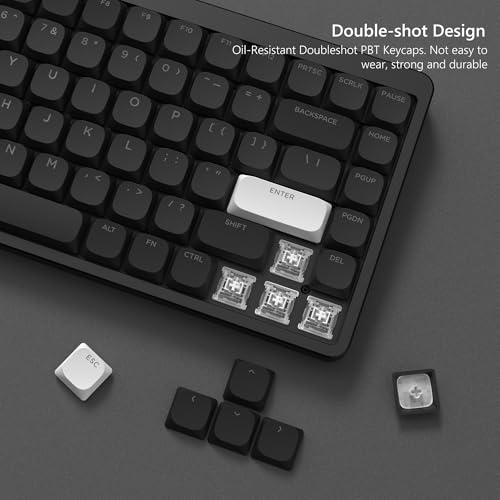 Womier Low Profile Keycaps for Mechanical Keyboard, Shine Through Keycaps | PBT Black Custom Key caps 60% 65% 75% 96% 100% for Cherry Gateron MX Switches, Black Backlight - color: Black