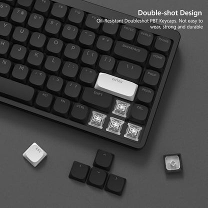 Womier Low Profile Keycaps for Mechanical Keyboard, Shine Through Keycaps | PBT Black Custom Key caps 60% 65% 75% 96% 100% for Cherry Gateron MX Switches, Black Backlight - color: Black