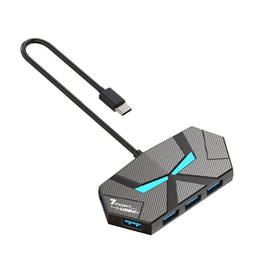 USB Hub 3.0, 7-Port USB Hub,USB Extender with Extra Power Port for Laptop, PC, Xbox, Gamepad,Flash Drive, HDD, Console, Printer, Camera,Keyborad, Mouse,USB Fan (7-Port USB C) - style: 7-port USB C