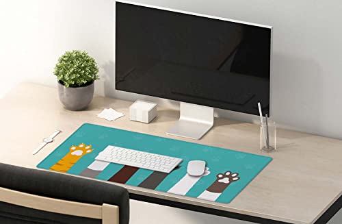 SSOIU Large Mouse Pad, Full Desk XXL Extended Gaming Mouse Pad 35.5" X 15.7", Waterproof Desk Mat Stitched Edges, Non-Slip Laptop Computer Keyboard Mousepad for Office and Home, Cat Paws - color: Cat Paws