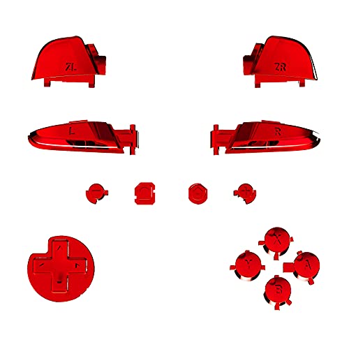 eXtremeRate Chrome Red Repair ABXY D-pad ZR ZL L R Keys for Nintendo Switch Pro Controller, Glossy DIY Replacement Full Set Buttons with Tools for Nintendo Switch Pro - Controller NOT Included - color: Chrome Red
