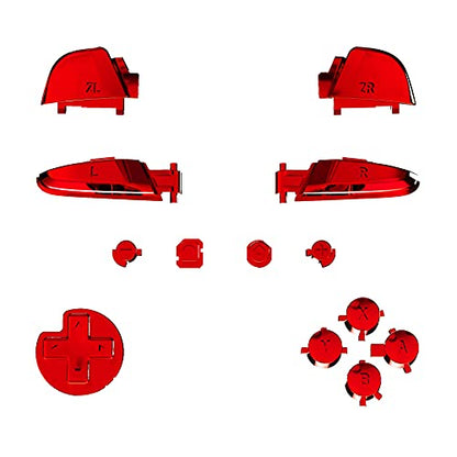 eXtremeRate Chrome Red Repair ABXY D-pad ZR ZL L R Keys for Nintendo Switch Pro Controller, Glossy DIY Replacement Full Set Buttons with Tools for Nintendo Switch Pro - Controller NOT Included - color: Chrome Red