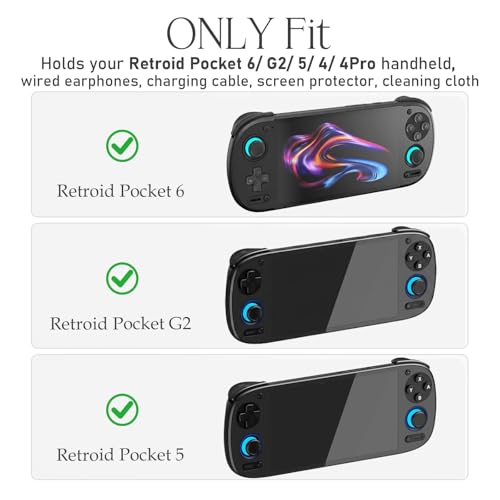 worfty Travel Carrying Case for Retroid Pocket 6/ G2/ 5/ 4/ 4pro Game Handheld Console (Case Only) - Hard Protective Carrying Storage Bag - color: Black