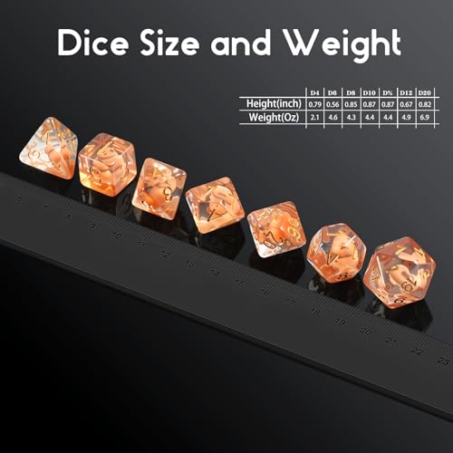 Capybara DND Dice Set with Cute Animal Inside - 7PCS Hand Made Polyhedral Resin Dice for Dungeons and Dragons RPG Games with Gold Numbers, Unique Collector Dice in Velvet Bag Gift for Gamers - color: Capybara