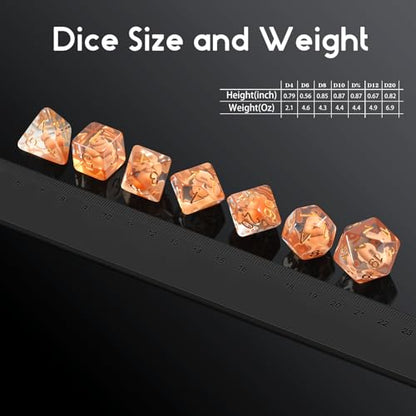 Capybara DND Dice Set with Cute Animal Inside - 7PCS Hand Made Polyhedral Resin Dice for Dungeons and Dragons RPG Games with Gold Numbers, Unique Collector Dice in Velvet Bag Gift for Gamers - color: Capybara