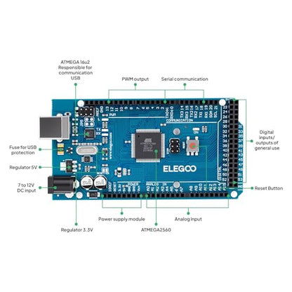 ELEGOO Mega R3 Project The Most Complete Ultimate Starter Kit with Tutorial Compatible with Arduino IDE