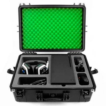 CASEMATIX Hard Shell Travel Case Compatible with Xbox Series X Console, Controllers, Headset and Other Accessories - IPX7 Waterproof and Crushproof Carrying Case with Customized Foam Interior