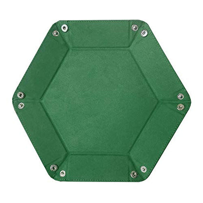 BCW Hexagon Dice Tray - Green | Premium Quality, 12" Diameter (Flat), 8" Diameter (Folded) | Black Leatherette Back, Suede Liner | Ideal for RPGs, Warhammer, Dice Masters, DND | Gaming Dice Tray