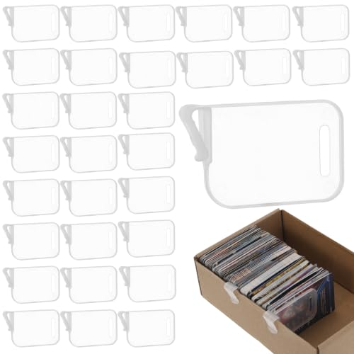 30 Pcs Card Box Dividers, PP Trading Card Dividers Clip, Adjustable Plastic Dividers for Storage Boxes, Storage Separator Clips the Cardboard Side Wall for Baseball MTG TCG Sports Cards Organizer