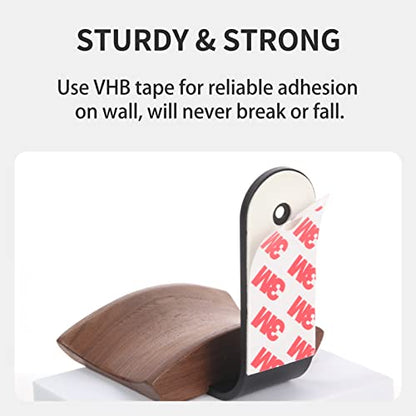 Walnut Wood Headphone Wall Mount, Wide Curved Headband Support (2 Pack) | Elegant Headphone Display, Protects Headbands from Creases, Aluminum Bracket, Adhesive or Screw Mount, Fits Gaming Headsets - color: Walnut Wood, 2 Pack