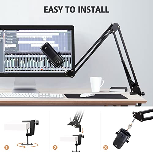 For Elgato Wave 3 Boom Arm Microphone Stand, Professional Mic Boom Arm Mic Stand Compatible with Elgato Wave:3 USB Condenser Microphone by SUNMON - color: Elgato Wave 3 Boom Arm