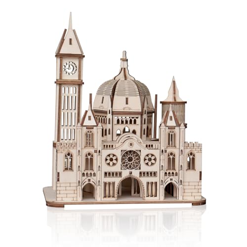 3D Wooden Puzzles for Adults, DIY Castle Model Building Kit | Creative Craft & Model Kits for Adults, DIY Assembly Puzzle Desk Decor, Holiday Gift for Xmas, Teens Men 14+, STEM Project - style: Castle