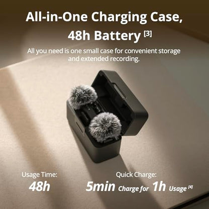 DJI Mic Mini (2 TX + 1 RX + Charging Case), Wireless Lavalier Microphone for iPhone/Camera/Android, Ultralight, Detail-Rich Audio, 48h Use, Noise Cancelling, Automatic Limiting, Vlog, Streaming | 48h Use, Noise Cancelling, Automatic Limiting, Wireless Mic