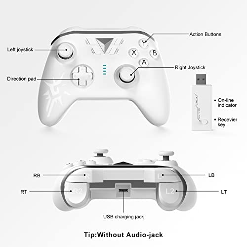 W&O Wireless Controller Compatible with Xbox ONE 2.4GHZ Gamepad Joystick Wireless Controller Compatible with Xbox Series X/S/One S/X/P3 Host/Windows 7/8/10 (White) - color: White