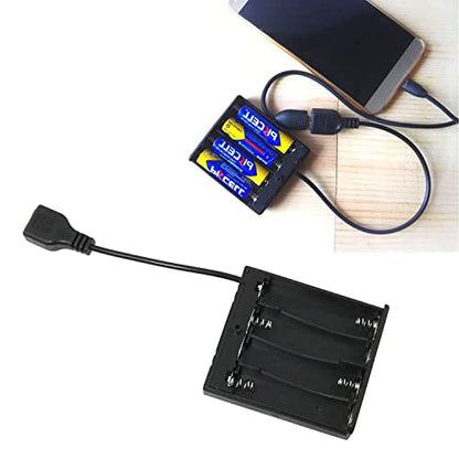 USB Female Socket 4 AA Battery Case Box Holder with ON-Off Switch