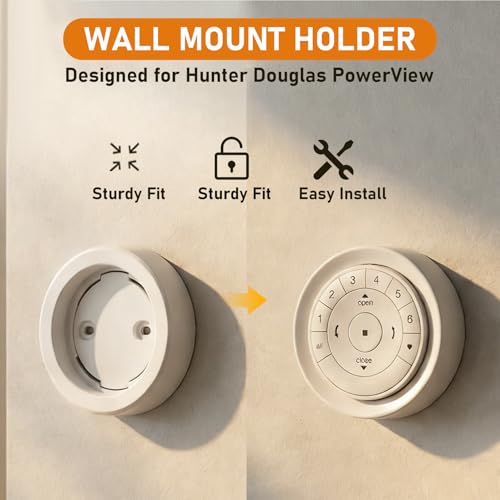 Remote Controller Holder for Hunter Douglas PowerView Gen 2 & Gen 3, Pebble Remote Wall Mount Bracket Station with Adhesive Strip and Screw, White - color: White