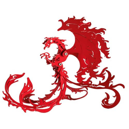 Phoenix 3D Metal Jigsaw Puzzle, Red, 28 Pieces | DIY Handmade Assembled Model Kits, Stainless Steel, Building Blocks Assembly, Gift for Adult - color: Phoenix Red
