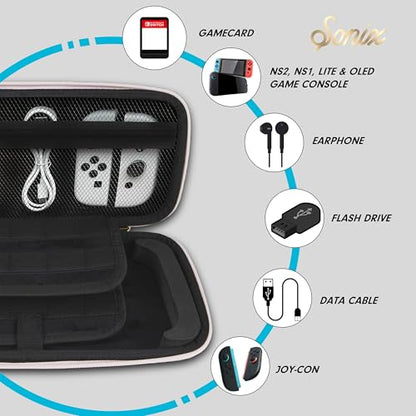 Sonix Carrying Case for Nintendo Switch 2, Switch 1, Lite, OLED | Sardines | Protective Travel Case with Game Cartridge Storage - color: Sardines