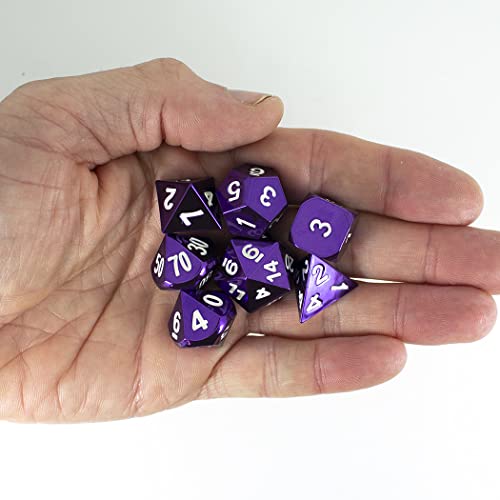 Purple Metal Dice - Full Polyhedral Set - in Presentation Case
