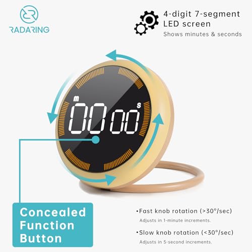 Amber Quick Que Kitchen Timers, Visual timers Large LED Display Magnetic Countdown Countup Timer for Classroom Cooking Fitness Baking Studying Teaching, Easy for Kids and Seniors (Amber) - color: Amber