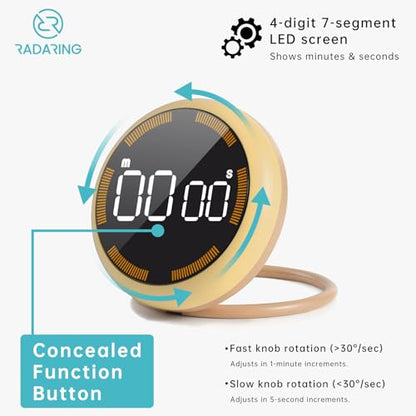 Amber Quick Que Kitchen Timers, Visual timers Large LED Display Magnetic Countdown Countup Timer for Classroom Cooking Fitness Baking Studying Teaching, Easy for Kids and Seniors (Amber) - color: Amber