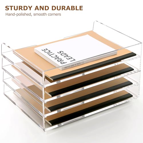 2 Pack- Stackable Paper Letter Tray, Enlarged A4 File Desk Organizer Acrylic Desk Organizers and Accessories Sorter Tray, Clear Workspace Office Supplies Organizers, 13.78inx9.25inx3.62in - style: Enlarged 2 Tier Trays