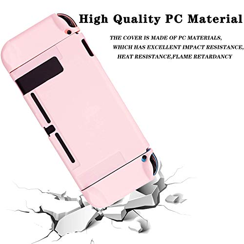 OLDZHU Pink Dockable Protective Case Cover Compatible with Nintendo Switch Joy-Con Controllers,with Glass Screen Protector and 4 Thumb Grips,Shock-Absorption and Anti-Scratch (Pink) - color: Pink