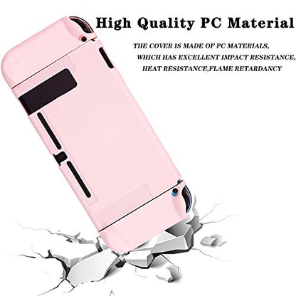 OLDZHU Pink Dockable Protective Case Cover Compatible with Nintendo Switch Joy-Con Controllers,with Glass Screen Protector and 4 Thumb Grips,Shock-Absorption and Anti-Scratch (Pink) - color: Pink