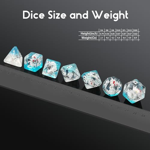 Kitty Dungeons and Dragons Dice,DNDND 7PCS D&D Dice Set with Velvet Bag for DND Role Playing Games and Tabletop Games（Kitty - color: Kitty