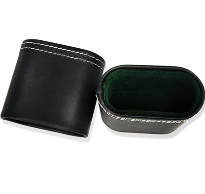 1Pcs Leather Dice Cup PU Leather Dice Shaker Cup Without Dice Quiet Shaking Portable Dice Cup for Backgammon Bar Party KTV Poker Liars Dice Party Games, Black