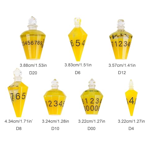 7PCS Potion DND Dice Set,Transparent Sharp Edge Dice Set D&D RPG Polyhedral Die,for Dungeons & Dragons, Pathfinder, and TTRPG Roleplaying Games.(Yellow) - color: Yellow