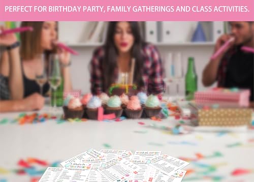 Birthday Party Card Games, Colorful Rainbow Ice Cream Pink Bow Themed Would She Rather Game Cards, What’s on Your Phone Games, Fun Sleepover Party Game For Kids Adults, 03 - color: Colorful Who Knows The Birthday Girl Best