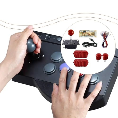 1 Player DIY Arcade Joystick Kit 30mm & 24mm Buttons Board for PC MAME, Replacement Parts, Red