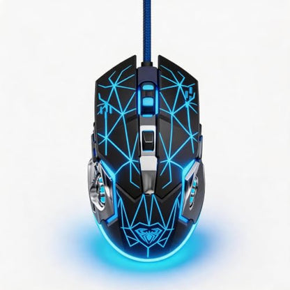 【 Starlight Effect - 59 inch Cable 】2026 Wired Gaming USB Optical Mouse - Four Level Adjustable DPI Optical Sensor - Ergonomic Design - Precise Control - Built in Scroll Wheel Function - Plug and Play - color: Black, size: Upgraded Mouse