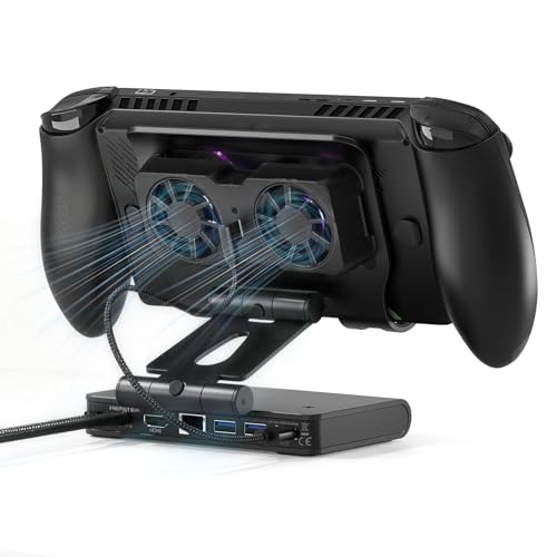 3 Speed Dual Magnetic Cooling Fan Steam Deck Docking Station for ROG Ally X | 6 in 1 Steam Deck Accessories for Legion Go/MSI Claw and Switch 2, 4K@144Hz, USB 3.2, PD100W, Ethernet Fit Steam Deck Dock - size: Magnetic cooling fan