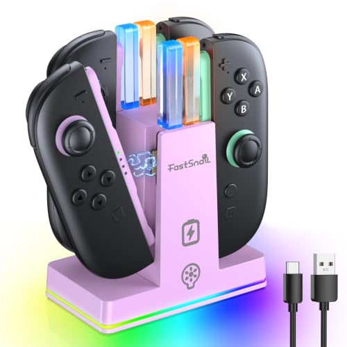 FASTSNAIL Charging Dock for Nintendo Switch 2(2025) for Joypad 2, Dual-Direction Magnetic Fast Controller Charger Station with 9 RGB Light & Charging Cable for Joypad 2 Stand (Light Purple) - color: Light Purple, size: 7.9 inch