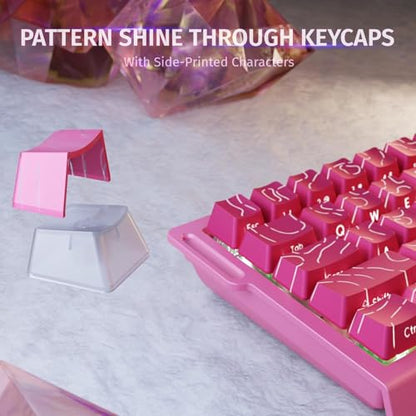 ATTACK SHARK X68HE RT Mechanical Gaming Keyboard 60% Wired TKL-Rose Contour | Adjustable Actuation,Hall Effect Magnetic Switch,8KHz Polling Rate,RGB Backlit,Top Mount,Side Printed Keycap for PC Mac Gamer - color: Rose Contour, size: Keyboard