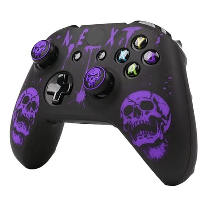 Skull Controller Skin Cover Compatible with Xbox one Controller, RALAN Protector Case, Customised Thumb Grips Caps - color: skull Purple