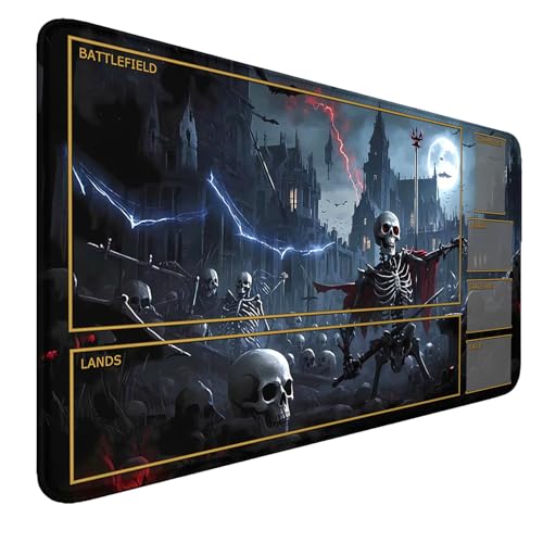 MTG Playmat Stitched Edges, MTG Mat with Zones 24 x 14 inches for MTG DTCG CCG RPG Trading Card Inked Skull Playmats Smooth Rubber Surface Battle Game - color: Pattern10