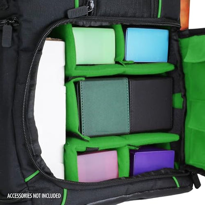 USA Gear MTG Backpack Compatible with Magic the Gathering Deck, Yu-Gi-Oh, MTG Decks & more - TCG Backpack MTG Bag with Shoulder Straps, Customizable Dividers, TCG Playmat Holder, Binder Space (Green) - color: Green