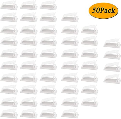 SOULWIT® 50 x Self-Adhesive Cable Management Clips for USB Cable TV, Charger, Audio, Wire Clamp for Table, Car, Office, Home - color: White