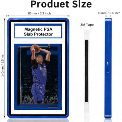 PSA Slab Case with 9-Point Secure Lock, Aluminum Alloy Graded Card Case, Magnetic UV Protection Slab Protector Fits 35PT PSA, CGC, CSG Cards, Professional Display Frame for Sports Cards (dark blue) - color: dark blue