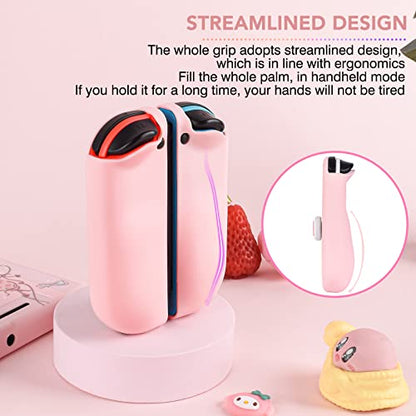 DLseego Cute Dog Switch Protective Case Dockable Soft Silicone Shell Shockproof Scratch Resistant Cover Joy Con Skin with 4PCS Lovely Thumb Grips Caps - color: Pink Dog