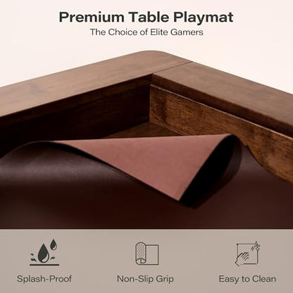 Board Game Table, 59" Hexagon Gaming Table with Removable Table Top & Play Mat for 6 Players, Includes Detachable Cup Holders and Trays for Dining, Card, DND, Poker in Walnut - size: Hex Table