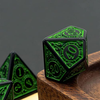 DND Dice Set -D&D Polyhedral Dice (7 Pcs) with Black Dice Bag for Dungeons and Dragons Role Playing Dice Games RPGs (Dice-Green with Black Edge) - color: Dice-green With Black Edge