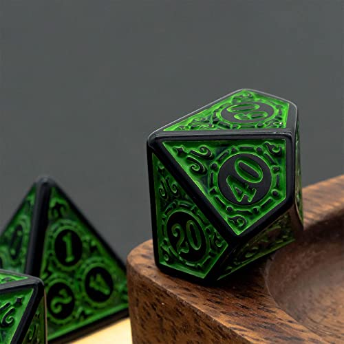 DND Dice Set -D&D Polyhedral Dice (7 Pcs) with Black Dice Bag for Dungeons and Dragons Role Playing Dice Games RPGs (Dice-Green with Black Edge) - color: Dice-green With Black Edge
