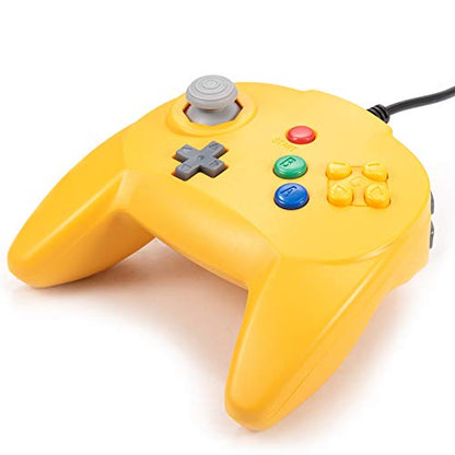 KIWITATA Retro N64 Mini Controller, Classic Wired N64 Game 64-bit Upgraded Joystick Controller for Video Game Console N64 System Yellow - color: yellow