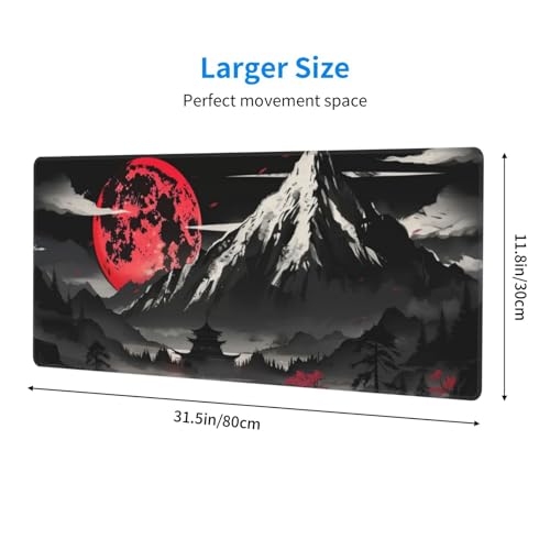 Extended Gaming Mouse Pad, Large Desk Mat XL Anime Mouse Pad Waterproof with Stitched Edges, Non-Slip Desktop Pad for Home and Office, Level Up Your 31.5x11.8 Inch (Snow Mountain) - color: Snow Mountain
