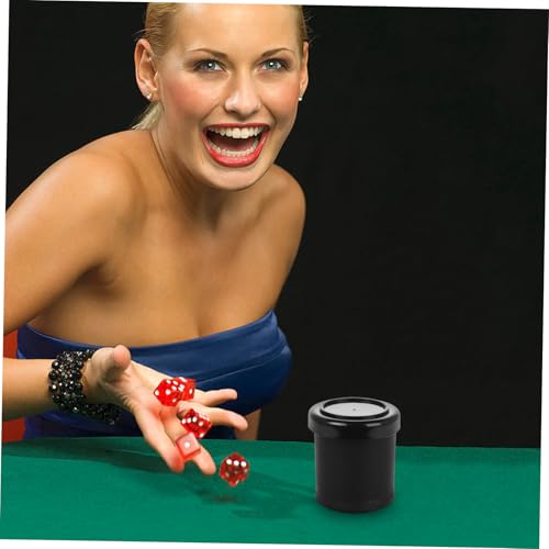 VICASKY 1set Silent Dice Cup Set with Lid Low Noise Shaker for Ktv Parties and Liars Dice Games Compact and Stylish Leatherette Design with Felt-Lined Interior with Base