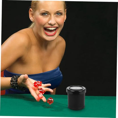 VICASKY 1set Silent Dice Cup Set with Lid Low Noise Shaker for Ktv Parties and Liars Dice Games Compact and Stylish Leatherette Design with Felt-Lined Interior with Base